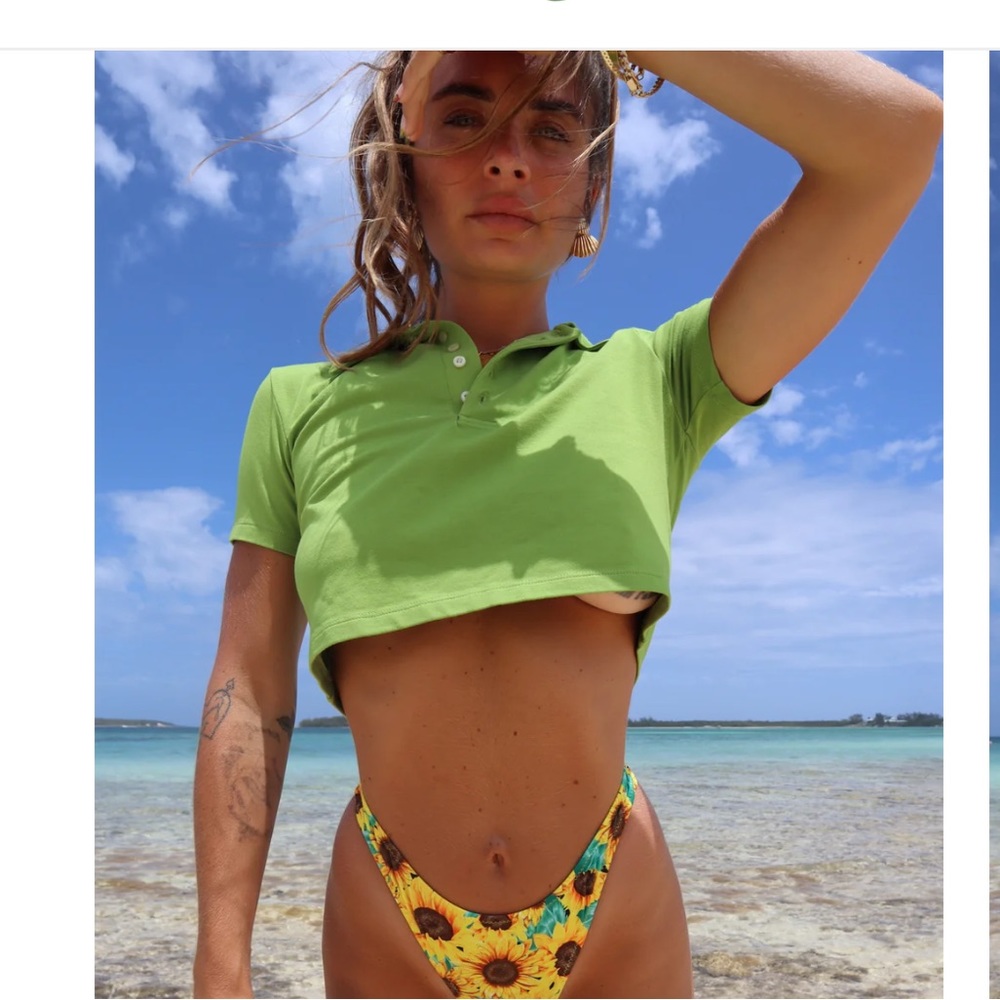 Heavy manners Kermie green cotton polo size small